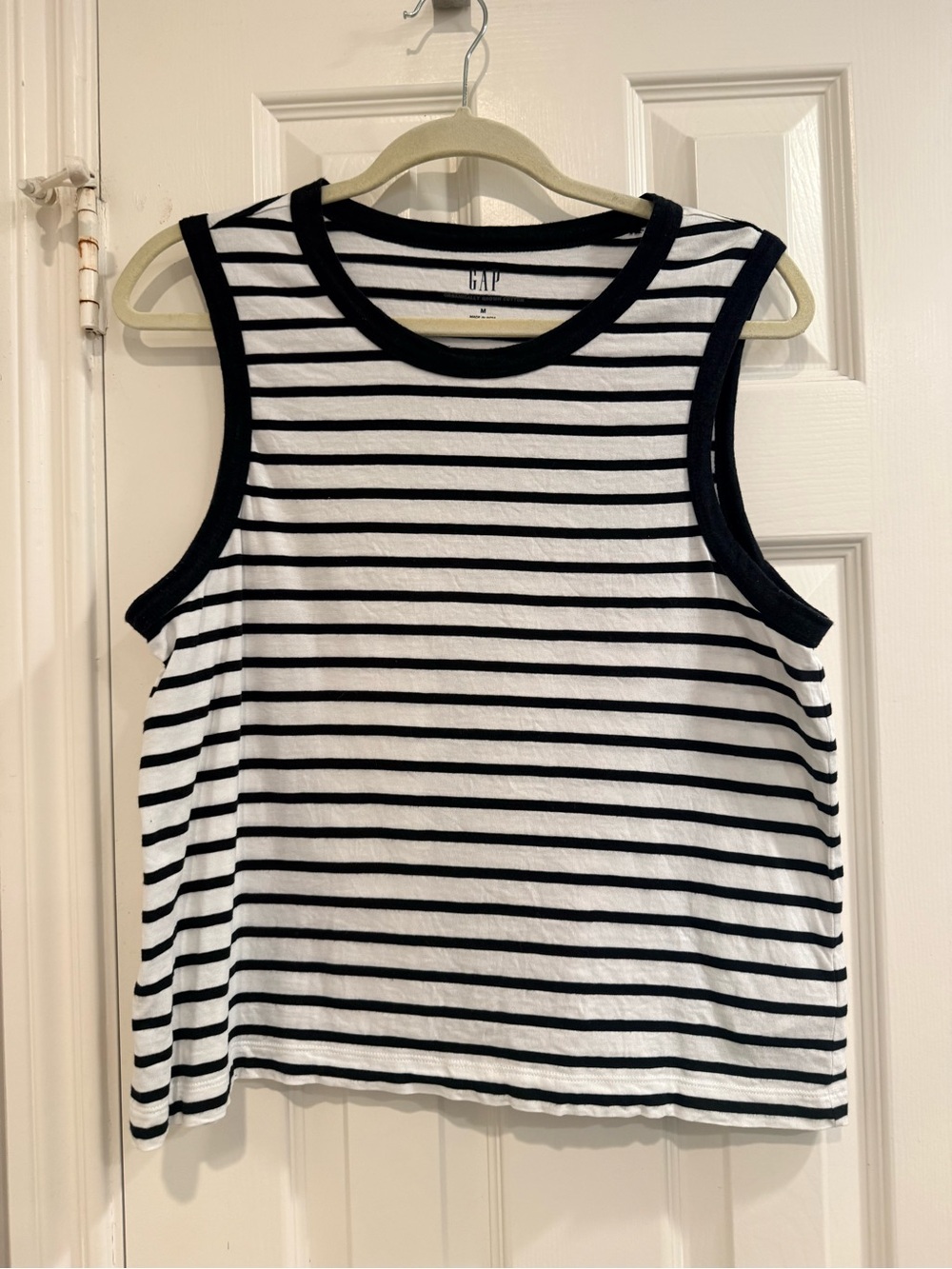 GAP Black and White Striped Sleeveless Tank Top